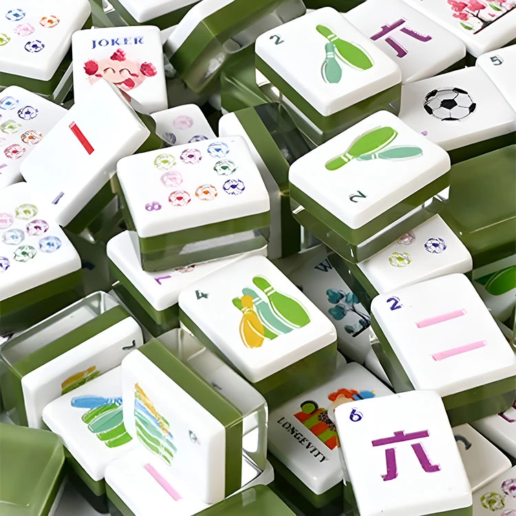 Armeegrüne Acryl-Mahjong-Fliesen