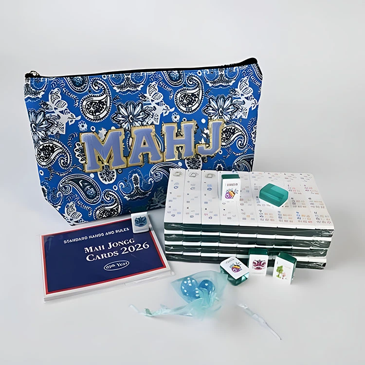 Blaues Paisley-Reiseset für amerikanisches Mahjong