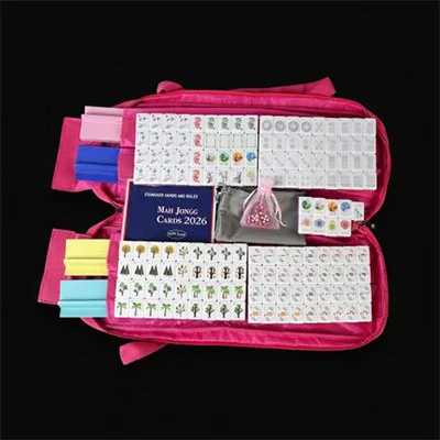 Pink Cartoon Emoji Mahjong Set