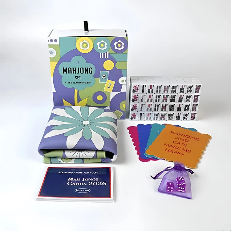 Retro-Mahjong-Set mit Blumenmuster